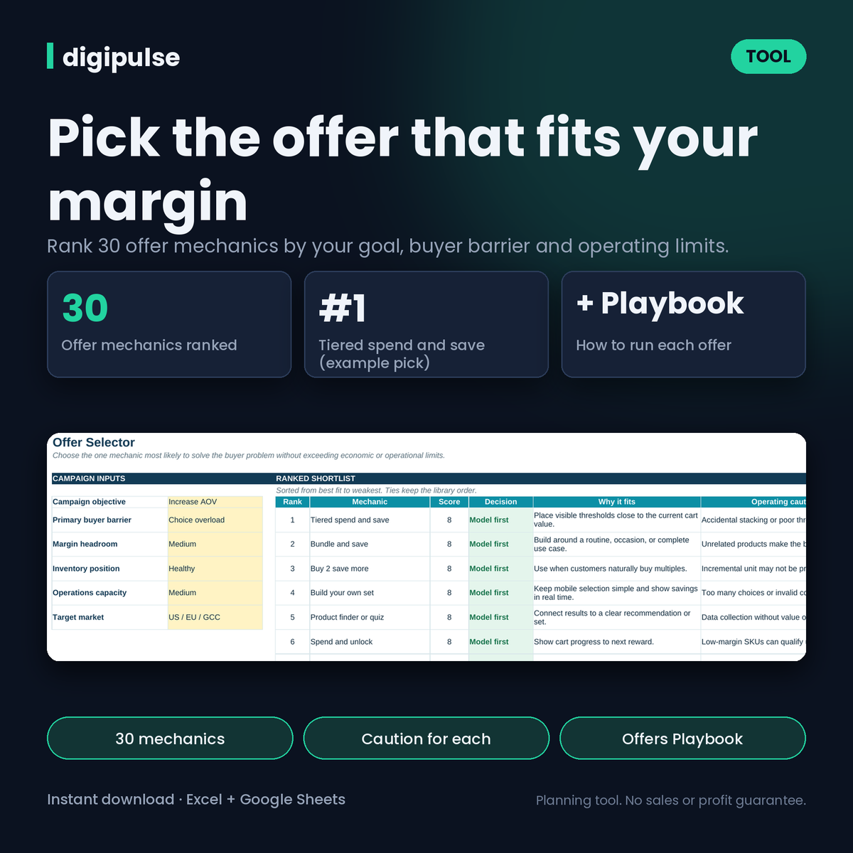 Black Friday Offer Selector: Rank 30 Discount and Bundle Ideas for Your Store (Excel + Word)