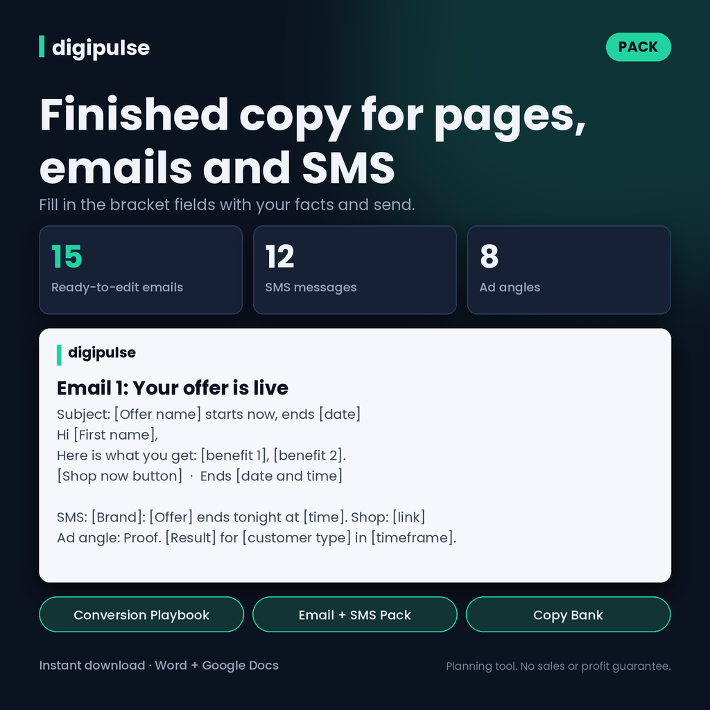 Pack de contenus marketing pour le Black Friday : campagnes d’e-mailing, SMS, textes publicitaires et guide de conversion (Word)