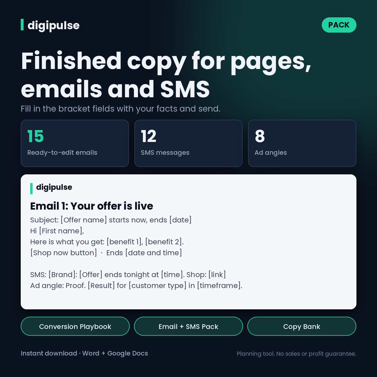 Black Friday Marketing Copy Pack: Email Campaigns, SMS, Ad Copy and Conversion Playbook (Word)