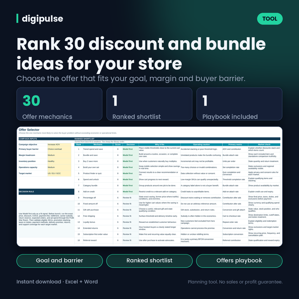 Black Friday Angebots-Auswahl: 30 Rabatt- und Bundle-Ideen für Ihren Shop (Excel + Word)